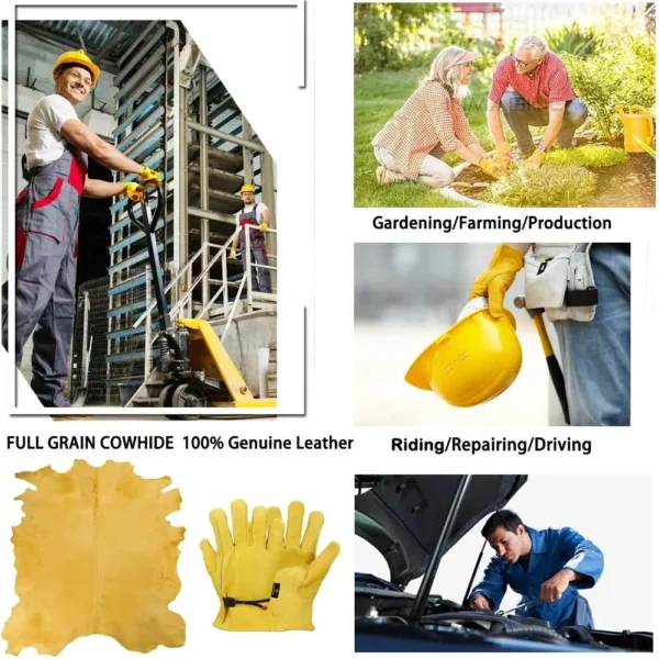 Cowhide Leather Work Safety Protection Gloves Welding - Image 4